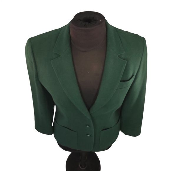 Vintage Pendleton 1950s Gold Tag 100% Virgin Wool Ladies Forest Green Blazer M. - Picture 2 of 8